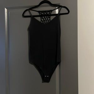 Abercrombie & fitch v neck size small black bodysuit with straps in the back